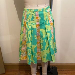 Anthropologie Elevenses Floral Skirt Green Pink 10